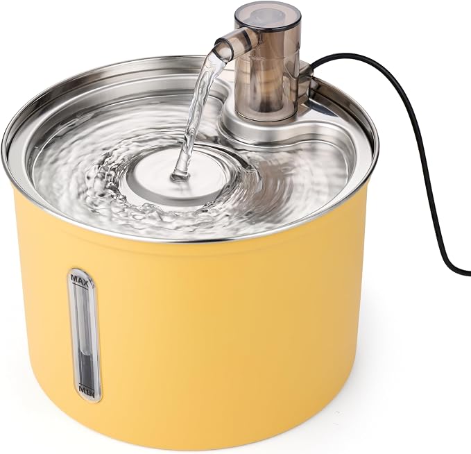 Stainless Steel Cat Water Fountain 3L – Ultra Quiet Pump, Triple Filtration System, Automatic Pet Drinking Fountain for Cats & Small Dogs, Dishwasher-Safe with USB-C Power