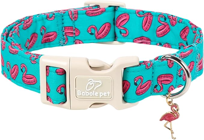 Summer Dog Collar, Cute Boy Flamingo Pool Party Dog Collars for Giant Large Dogs - Beach Day Pup Collar, Soft Adjustable Male Pet Collars with Quick Release Buckle XL
