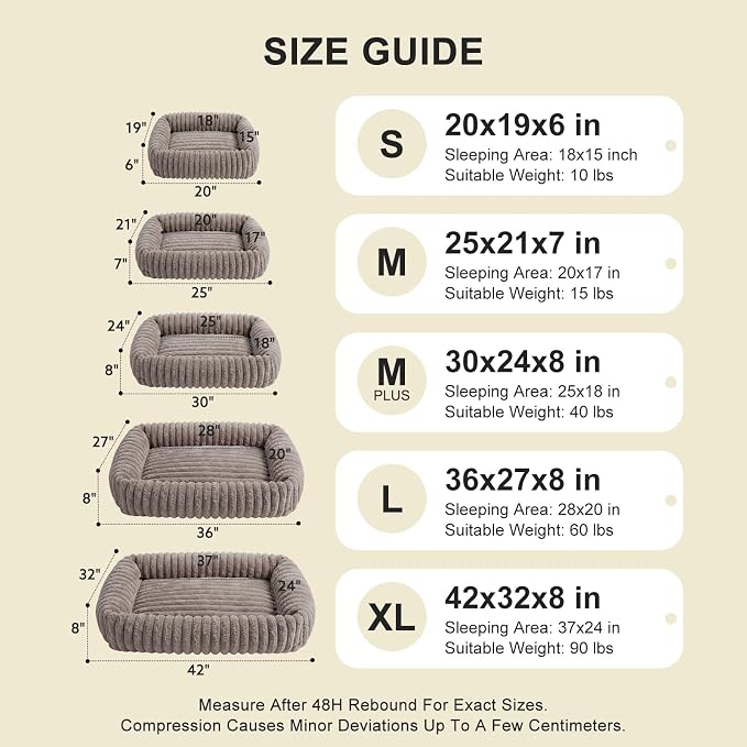 FURTIME Medium Dog Beds for Medium Dogs Washable, Orthopedic Dog Bed, Rectangle Warming Soft Calming Sleeping Puppy Bed Durable Pet Bed with Anti-Slip Bottom
