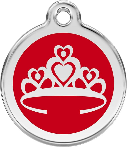 Red Dingo Personalized Crown Pet ID Dog Tag (Medium Red)