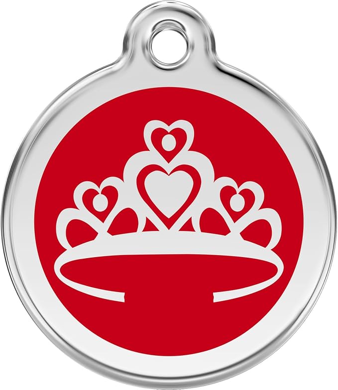 Red Dingo Personalized Crown Pet ID Dog Tag (Large Red)