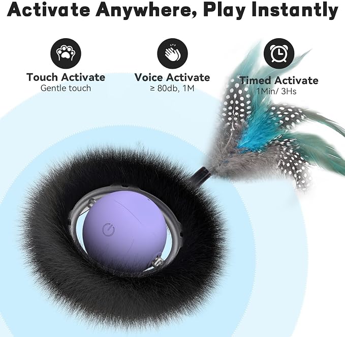 Interactive Cat Toy with Motion Activated Ball & 7 Holes Maze Mat, Hide and Seek Exercise Game for Indoor Cats, Automatic Moving Cat Ball Toy in Pouch, Rechargeable Kitten Toys, Mouse Catching Game