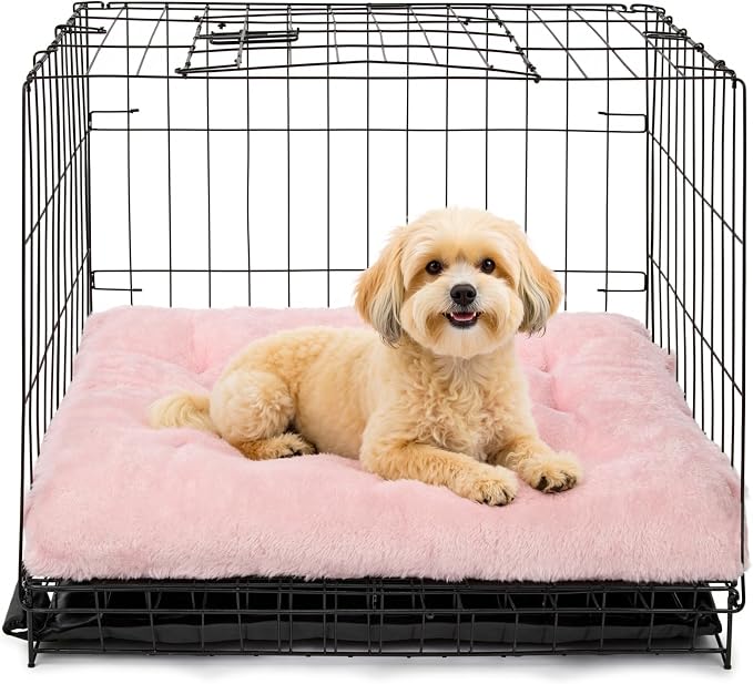 POMIU 2-Pack Dog Bed, Washable Deluxe Plush Crate Beds with Anti-Slip | Machine Washable Kennel Pad Sleeping Mat for Large, Medium and Small Dogs