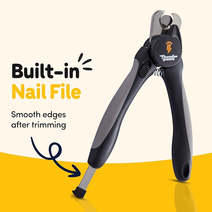 LED Dog Nail Clippers with Light Illumination, Trimmers with Protective Guard, Safety Lock and Nail File - Suitable for Large and Small Dogs & Cats (Grey)