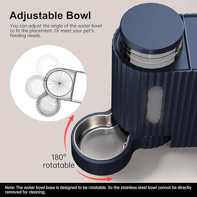 Gardner Pet Gravity Cat Food Feeder and Water Dispenser Stainless Steel Bowls Two-in-One Set Large Capacity Automatic Feeder for Pets Dogs, Puppies, Kittens-(0.8 Gallons x 2)