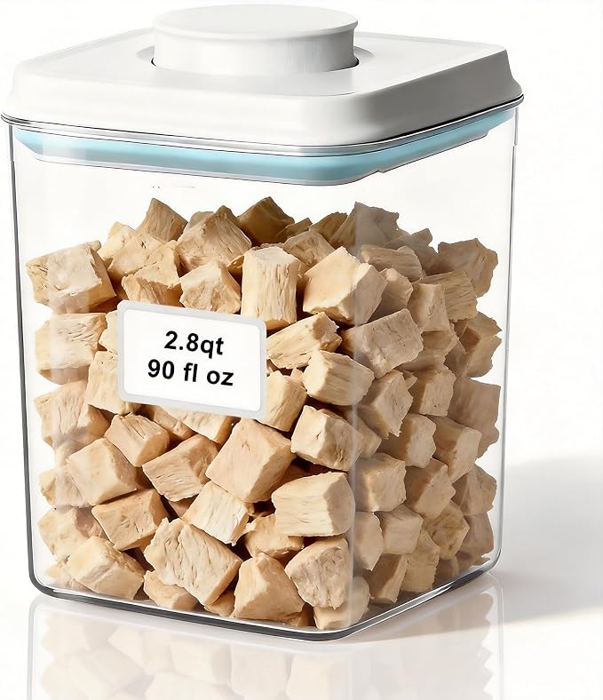 Dog Cat Treat Container Pop Pet Food Storage Container Airtight Pet 2.8qt | Stackable Pet Storage Bin Pop Lid Plastic Container for Kibble & Treats BPA-Free One-Touch Opening for Kitchen Organizer