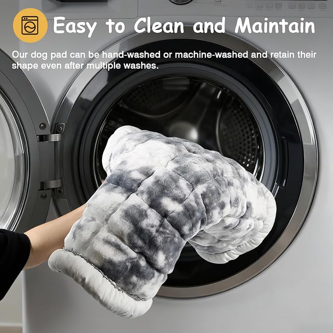 Washable Dog Bed Mat, Upgraded Non-Slip Durable Dog Bed, Soft and Comfortable, Machine Washable Luxury Kennel Pad, Design Kennel Beds Mats for Large Medium Small Pets, 28" x 22"
