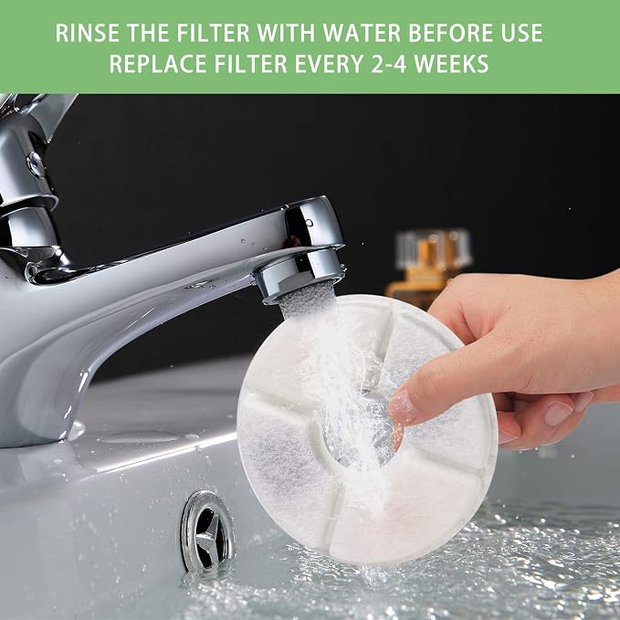 Wonder Creature Cat Water Fountain Filter Replacement, 6/8/12/16/8+4 Pack, Round Carbon Filters for 81oz/2.4L Stainless Steel Top Automatic Pet Fountain (12 Pack)