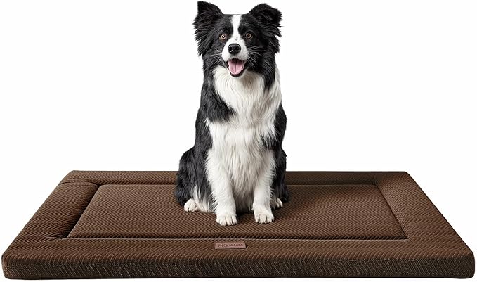 Dog Bed for Crate, Large Sized Dog Crate Beds, Washable Dogs Bed Mat | 42" XL Pet Beds Mat W/ Soft Wavy Plush Comfortable Anti-Slip Sleeping Mattress for Dogs & Cats