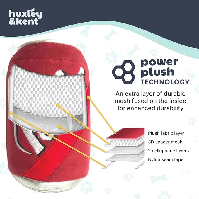 Huxley & Kent Funny Dog Toy w/Squeaker – Power Plush Squeaky Dog Toys for Small, Medium & Large Dogs – Soft Stuffed Animal for Indoor Play & Fetch - Puggles Can, Small