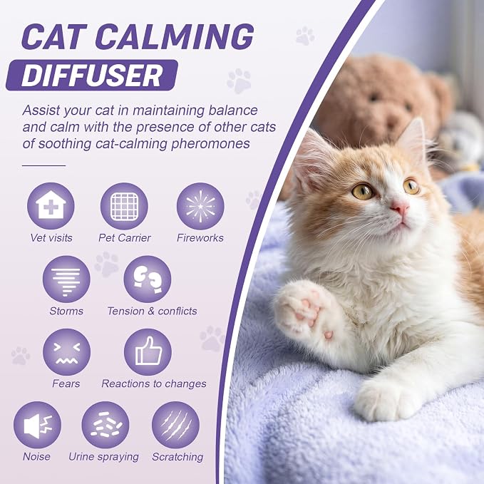 16 Pack Cat Calming Diffuser Refills Bulk Multicat Pheromones Calming Diffuser Refill for Reduce Anxiety Stress, Spraying Fighting and Scratching, Fits All Common Heads
