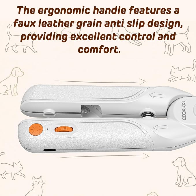 Dog Nail Clippers with Lights, Safe & Stress-Free for Sensitive Pets | Dual LED Lights, Safety Side Lock, Nail File, Anti-Slip Handles,Painless Pet Nail Trimmer for Large & Medium Dogs & Cats Claw