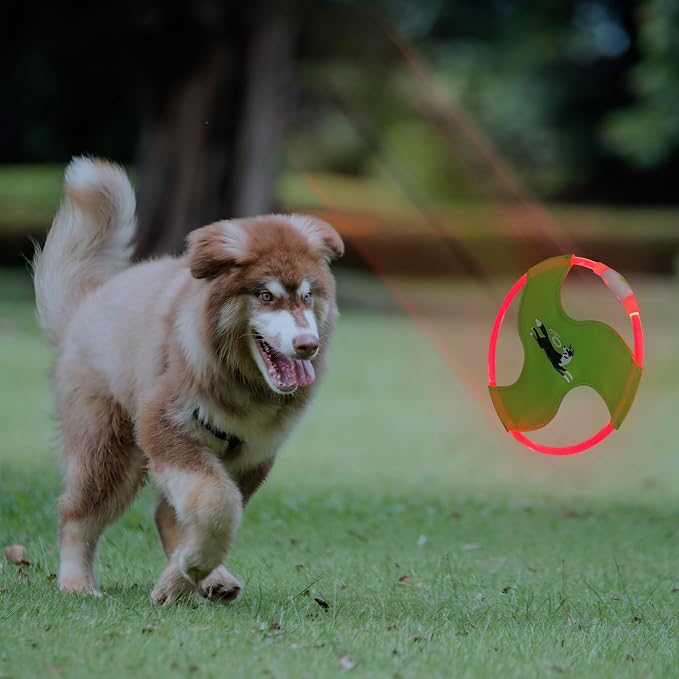 Dog Flying Disc Flyer Dog Toys, Glow in The Dark Nylon Dog Toy with 3 Light Models, Floating Dog Ring Toys for Physical Exercise, Pet Training Throwing Playing