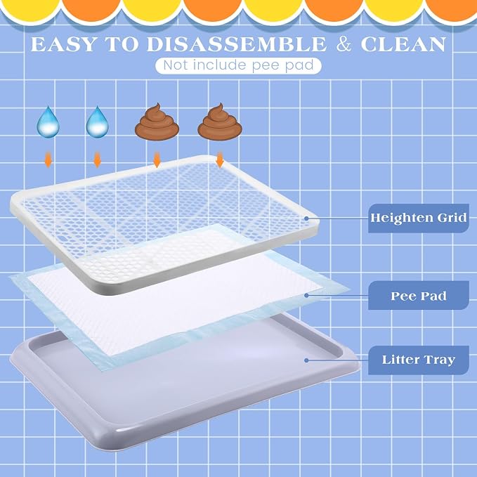 Mifoci Dog Training Pad Holder with Mesh Tray Non-Slip Leak Proof Puppy Potty Tray for Small Medium Large Dogs Pee Pad Holder Easy Clean Indoor Bathroom (25.59 x 18.90 Inch)
