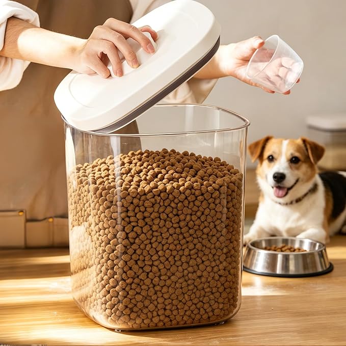 TBMax Dog Cat Food Storage Container 10 Lbs, Stackable Pet Food Dog Treat Container with Pop Up Lids, Airtight Food Storage Bin for Kitchen Organization