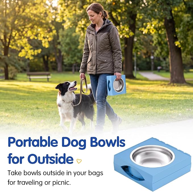 XIAZ Elevated Dog Bowls Large Breed Raised Dogs Bowl Stand Large/Medium Sized Dog Stainless Steel Food Water Bowl Stands 5 Heights Adjustable 9/11/12/15in Pet Feeder Dish Station
