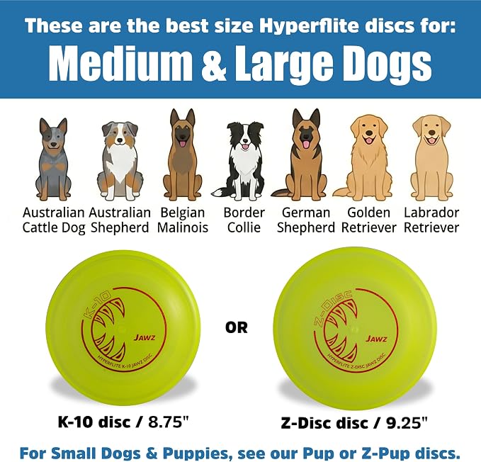 Hyperflite K-10 SofFlite Soft Dog Flying Disc, 2 Pack, Medium-Large | Ultra Soft, Competition Approved, 2 Pack | 8.75-inch, 150g | Medium & Large Dogs | Yellow