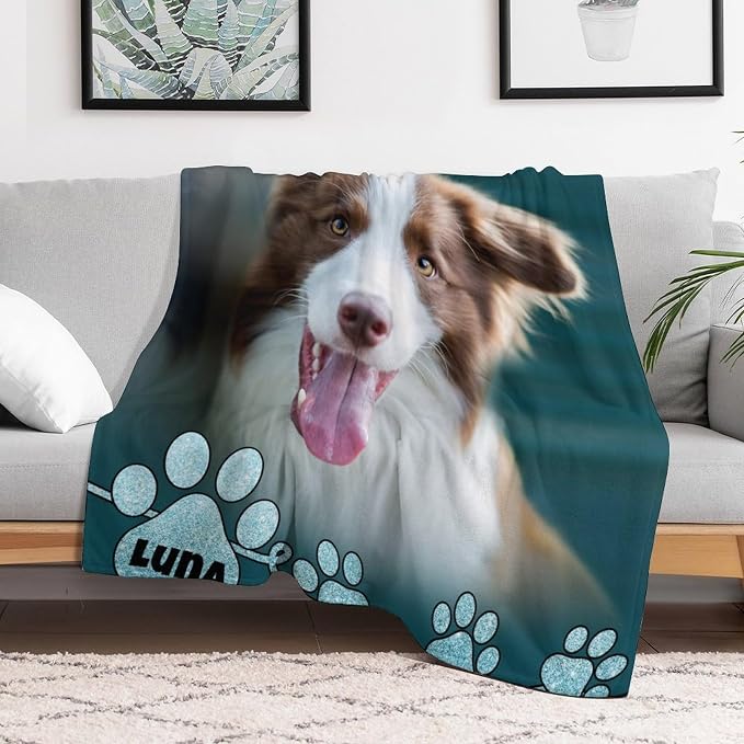 Artsadd Personalized Memorial Blanket with Pictures Pet Loss Sympathy Gift in Memory of Dog Cat Custom Photo Blanket
