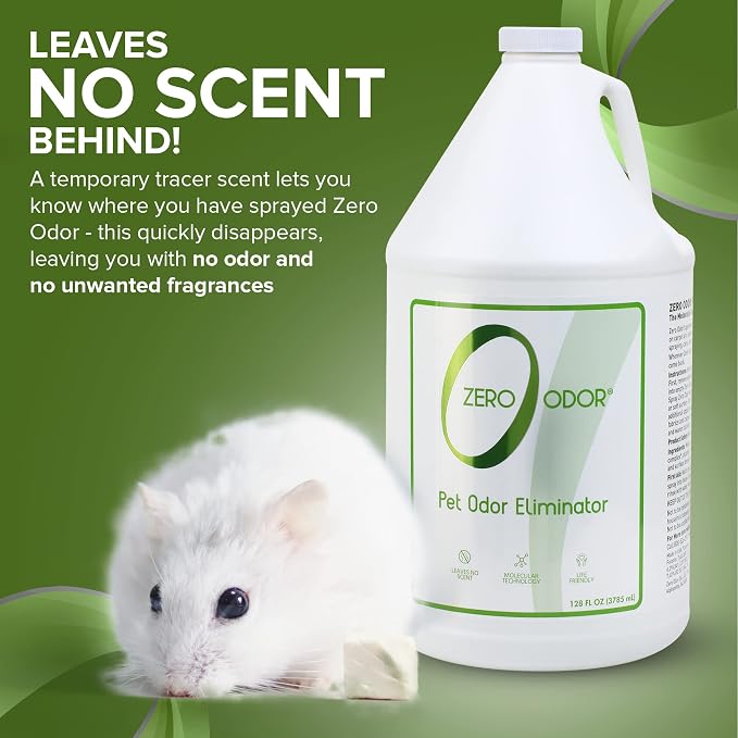 Zero Odor Pet Odor Eliminator Refill for Cat & Dog Urine, Carpet, 128 oz | Enzyme free, Urine Smell Eliminator for Pet Beds, Litter Areas & Furniture – No Lasting Scent, Sprayer not Included