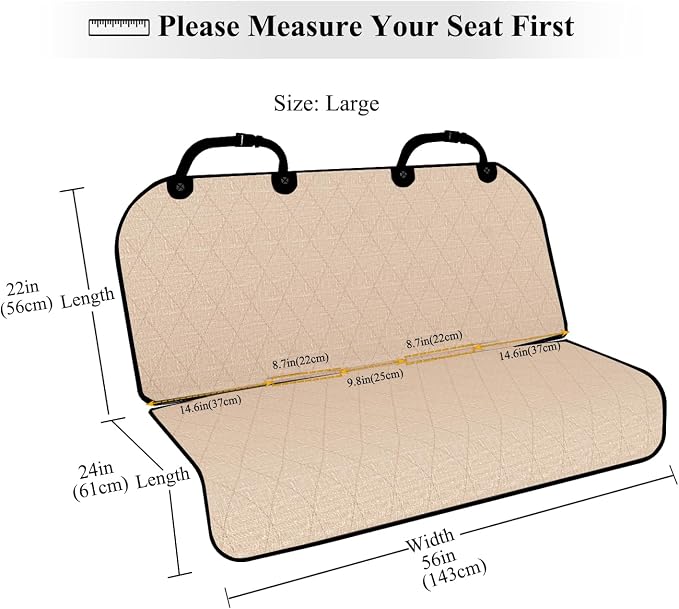 VIVAGLORY Dog Seat Cover Pet Seat Protector, Large, Heather Khaki | Backseat Cover for Car Suv & Truck, Back Rear Backseat Bench Protector