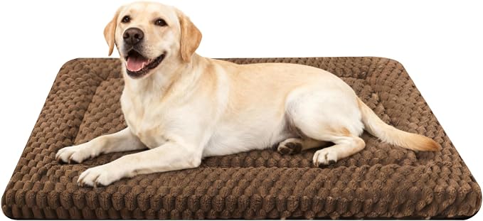 Dog Bed Mat,Reversible & Ultra Soft Kennel Pad-Machine Washable Pet Bed for Dogs & Cats-All-Weather Crate Liner for Crates,Carriers & Travel (Dark Brown, 35" L x 23" W x 1.5" Th)