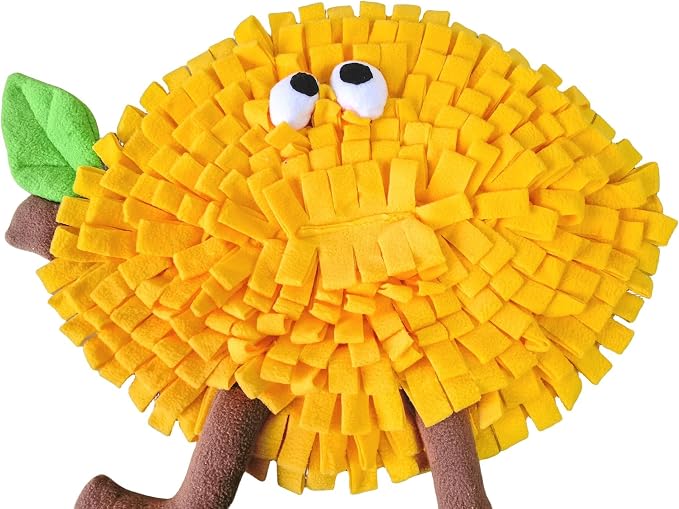 Dog Snuffle Mat Fleece Foraging Fruit Design Mats Small Animals Interactive Feeding Toy Anti Slip Slow Feeder Pet Treat Dispenser for Dogs Rabbits Guinea Pigs (Lemon)
