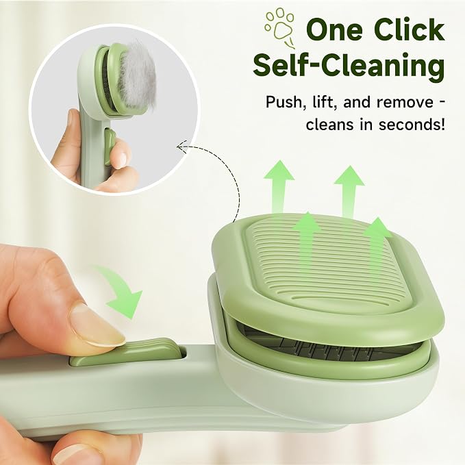 Cat Brush for Shedding, Grooming Comb for Shedding for Dog Kitten Massage Removes Loose Fur, Smooth & Detangling, Cat & Dog Grooming Brush for Short to Medium Length Fur Haired Pets, Green