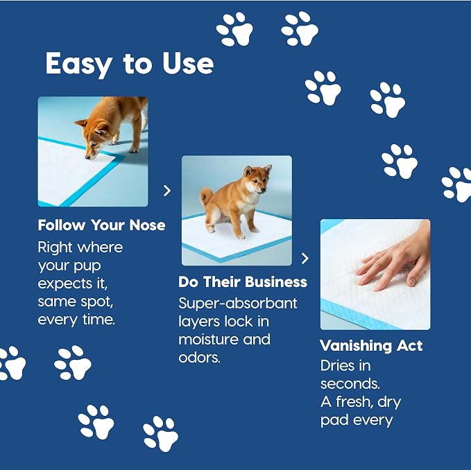 IRIS USA Puppy Pads 100 Count, Dog Training Pads 22"x22", Super Absorbent Leakproof Pee Pads for Dogs, Quick Dry Disposable Potty Training Supplies