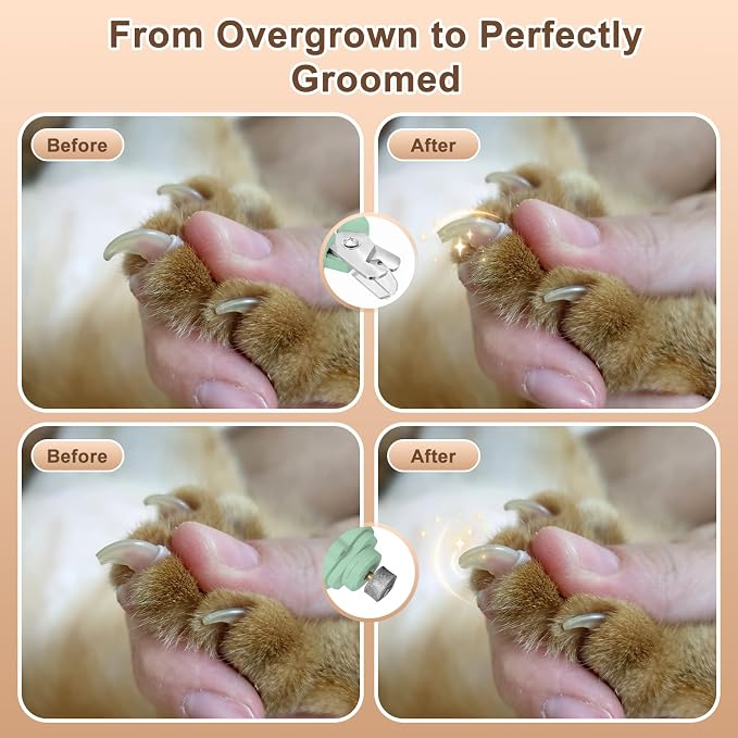 2-in-1 Dog Nail Clippers and Cat Nail Clippers with Light, Quick Sensor and Safety Guard, USB Rechargeable Pet Nail Trimmer with 2 LED Lights for Large Medium Small Dogs and Cats (Light Green)