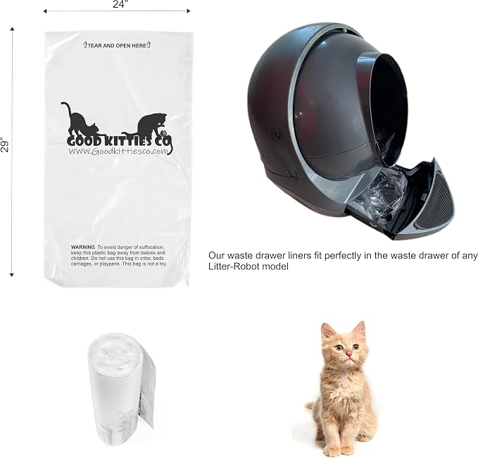 Good kitty CO Waste drawer liners compatible with Litter-Robot and SCOOPER YOUNG & SCOOPER LUXURY PRO (50 Count)