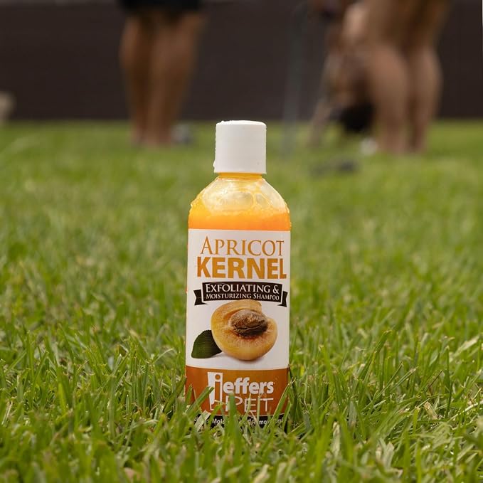 Jeffers Pet Apricot Kernel Exfoliating & Moisturizing Shampoo for Dogs & Cats, 17 oz - Concentrated Coconut Based Formula, Soap Free, Gentle Coat Cleansing, Vitamin Enriched Grooming Care, USA Made