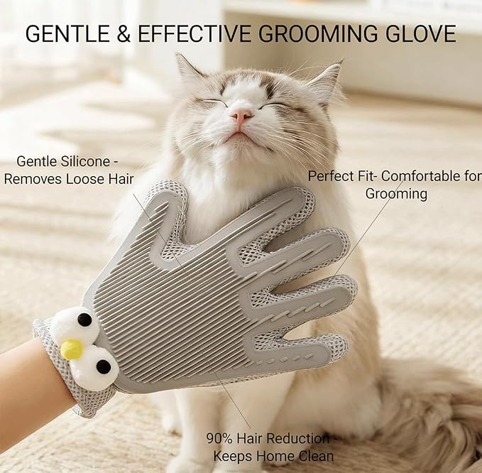 MEUOMIW - Pet Hair Remover Glove for Dogs & Cats - Deshedding Mitt & Grooming Brush - Gentle Massage Tool for Shedding Pets with Short or Long Fur - Bath Brush for Efficient Cleaning (one piece)