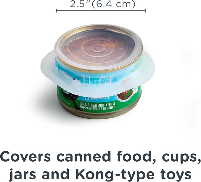 Stasher Pet Reusable Puppy Essentials Dog Food Can Lids, Cat Food Lids for Cans, Airtight Seal, Dog Travel Accessories, Food Grade Silicone Stretch Lids, Freezer & Dishwasher Safe, 3-Pack
