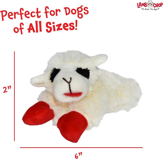 Multipet Lamb Chop Dog Plush Toy - Squeaky Toy for All Dogs - Extra Soft Plush - Stuffed Animal Dog Toy for Cuddling & Playing - Cute Pet Toy (6", Cream)