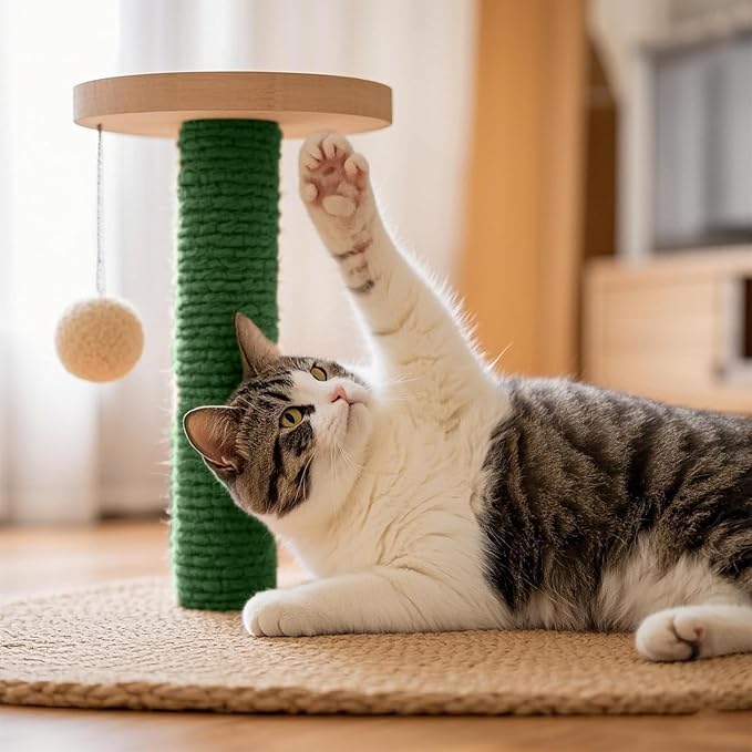 Sisal Rope for Cat Scratcher 1/4" 100 Ft Cat Tree Twine for Repairing Cat Scratching Post Replacement DIY Hemp Rope for Carpet Mat, Pet Toy, and Crafts Gardening Home Decorating (Green)