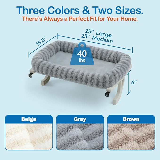 Zakkart Mellow All-Around Cat Hammock for Windowsill, Dual-Mount (Gray, L) | Hook-On or Screw-On Installation, Machine Washable Bed, Heavy Duty ABS & Metal Frame, Support up to 40 lbs.