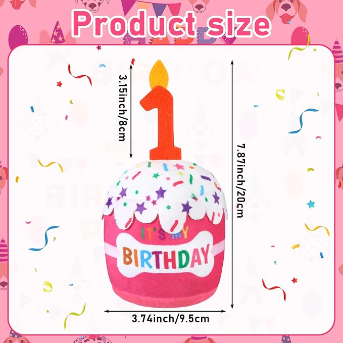 Dansydaisy Dog Birthday Cake Toy Accessories for Girl Boy Gifts, Squeaky Plush Toy for Dog Birthday Party Decor Favor for Large, Medium and Small Dogs(1st,Pink)