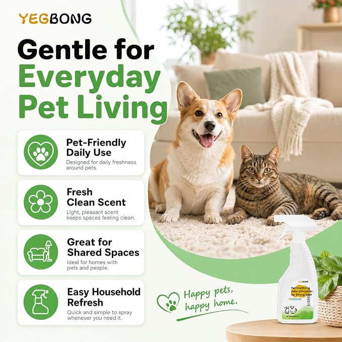 Pet Stain & Strong Odor Eliminator, Dog & Cat Pee Urine Destroyer for Carpet, Upholstery - Cleaner Spray for Pet Stain Remover, Urine, Poop, Pee, Deodorizer, Air Freshener in Home & Car - 8FLoz