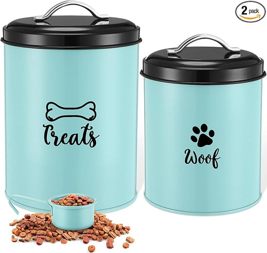 Honeydak 2 Pack Dog Treat Container Metal Pet Food Jar with Lid Cookie Container Gifts for Dog Lovers for Farmhouse Housewarming Gift Kitchen Counter Treat Jar Food Storage for Pet