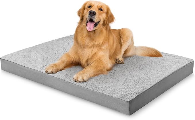 Simple Trending Orthopedic Dog Bed for Large Dogs with Removable Cover | Egg Crate Foam, Washable Pet Bed, Durable Oxford fabric, Non-Slip Bottom, Waterproof Plush Pet Bed Mat, 36 x 27 Inch, Gray