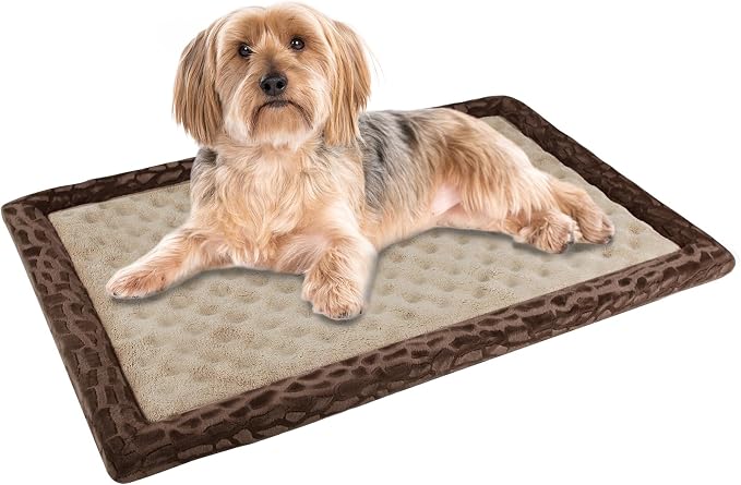 Small Dog Crate Bed Memory Foam Flat Kennel Pad for Dog Cages Washable | 24x17 inch Dog Mat for Dog Cat Puppy Portable Sleeping Bed Anti Slip Brown