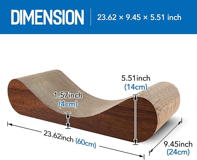 Simple Delxue Horizontal Cat Scratcher Pad, 23.6" Large Cat Scratcher Cardboard Lounge Bed, 100% Recyclable & Reversible Durable Cat Scratching Board