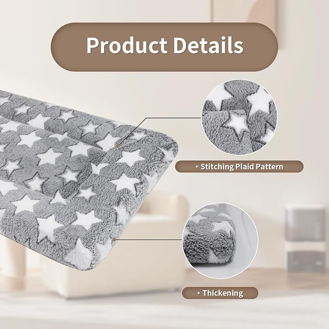 Dog Crate Mats Bed for Medium Dogs, 36x24 Inch Short Plush Pet Mat, 1.6-inch Thick Thin Kennel Pad, Machine Washable Ideal for 36-Inch Dog Crates