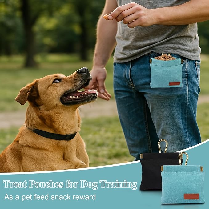 2Pcs Hands Free Dog Treat Pouches for Training, Walking and Outdoor Use | Dog Treat Bag with Carabiner, Hands Free, Auto Closing Pet Treat Pouch for Training,Walking, Hiking