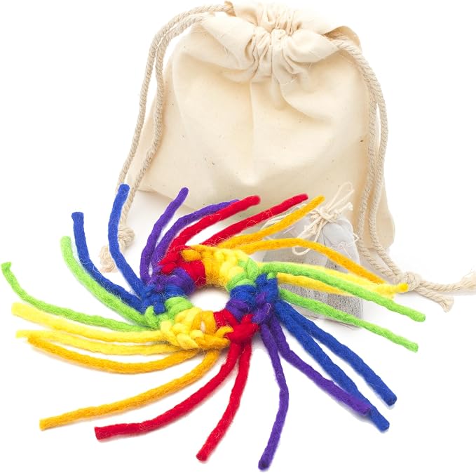 Glaciart One Wool Spider Cat Toy w/Catnip - Soft Fuzzy Enrichment 100% Natural Wool, Interactive Play Cat Toy Set - Safe for Pets, Non-AZO Colored Dyes