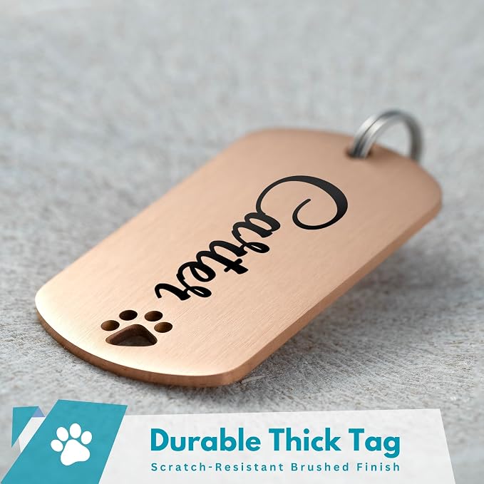 Ultra Joys Dog Tags Personalized for Pets - Hollow Paw Custom Pet ID Tag - Engraved Dog Tag for Small, Large Dogs - Large Military Dog Tag in Rose