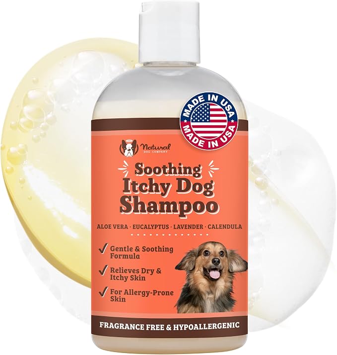 Natural Dog Company Itchy Dog Shampoo for Dogs – Hypoallergenic Dog Shampoo for Itchy Skin Relief, Aloe Vera, Jojoba, Sea Kelp, Lavender & Eucalyptus, Sulfate & Paraben Free, 12 oz