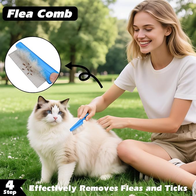 Professional 7 in 1 Pet Grooming kit I Dog Brush & Cat Brush I Dog&Cat Comb I Dog&Cat Nail Clipper/Trimmers with Nail File I Dog Bath Brush I Dog&Cat Flea Comb I Pet Supplies(Deep Blue)