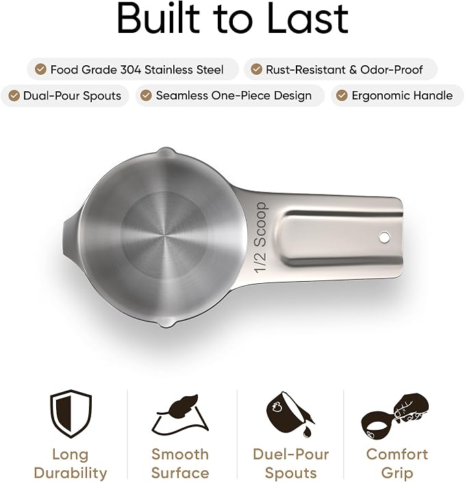 Color Up ½ Cup Pet Food Scoop – Stainless Steel Dog Food Scoop Cup (8 Tbsp) – Rust-Resistant, Heavy-Duty Measuring Scoop for Dogs, Cats, Birds & Rabbits – Perfect for Dry Food & Treats