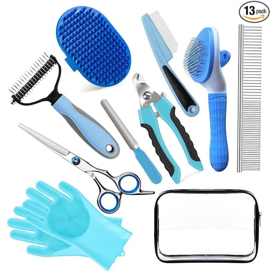 Bath Grooming Kit for Pets, 10pcs Dog Brush for Shedding with Dog Nail Clipper and Trimmer, Dog and Cat Grooming Supplies, Dematting Comb for Dogs, Pet Bath Supplies